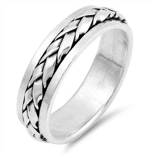 Sterling Silver Unisex Celtic Braided Eternity Weave Spinner Ring