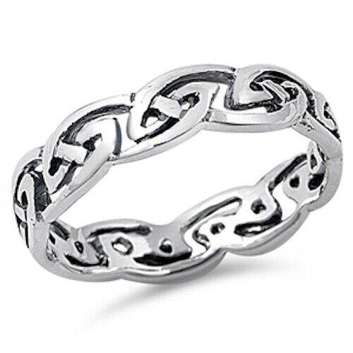 925 Sterling Silver Unisex Celtic Weave Ring Band Size 6-14