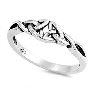 925 Sterling Silver Celtic Double Trinity Triquetra Knot Ring Band Size 4-12