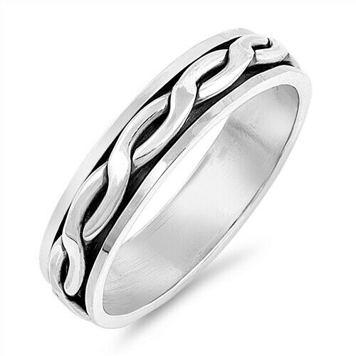 Sterling Silver Unisex Celtic Braided Eternity Weave Spinner Ring