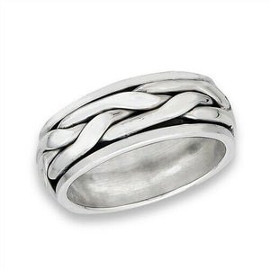 Sterling Silver Unisex Celtic Braided Eternity Weave Spinner Ring