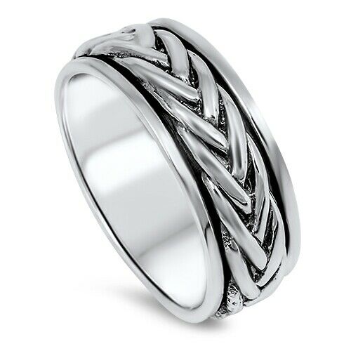 Sterling Silver Unisex Celtic Eternity Weave Spinner Ring